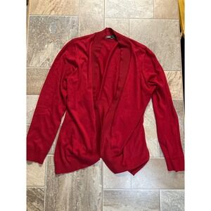89th &‎ Madison Red Cardigan Sweater Open Front Long Sleeve Size L